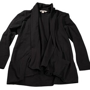 Guide Series Gander Mountain Black Open Front Shawl Collar Cardigan Pockets M